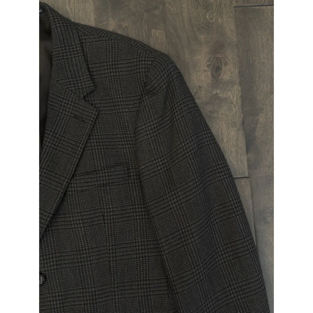 Savile Row Men's Size 40S Brown Glen Plaid Pure Wool Blazer Suit Jacket 2-Button
